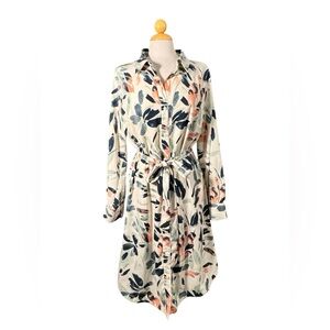 Floral Print Long Sleeve Shirt Dress